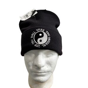 Vans Black Beanie with White Yin Yang Emblem